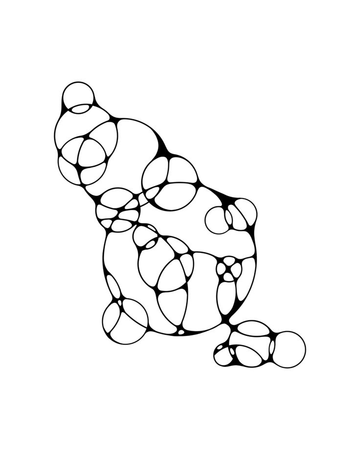 a black and white drawing of a cat sitting on its back with circles all over it's body