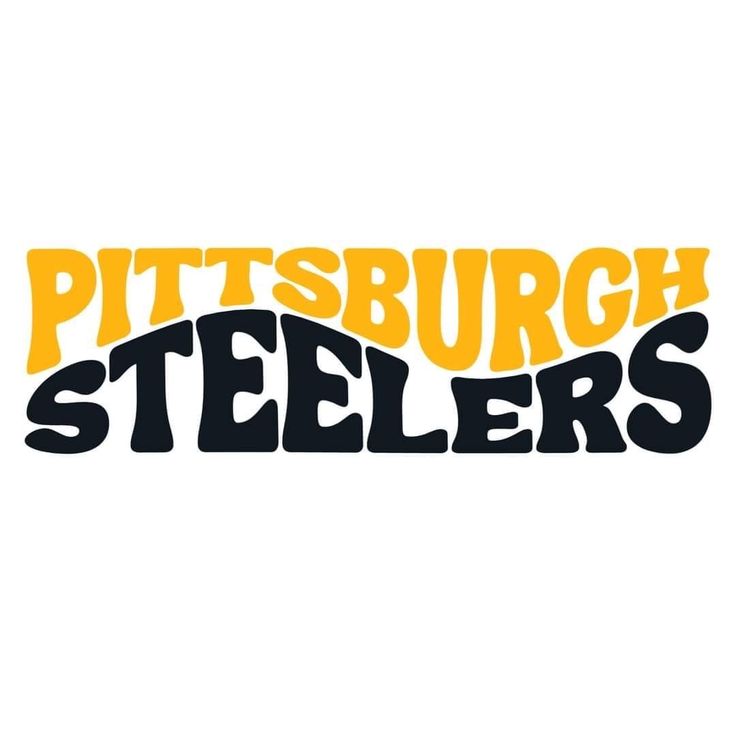 the pittsburgh steeles logo is shown in yellow and black letters on a white background