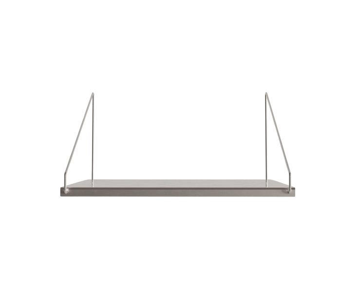 an empty shelf with two metal bars hanging from the top and one on the bottom