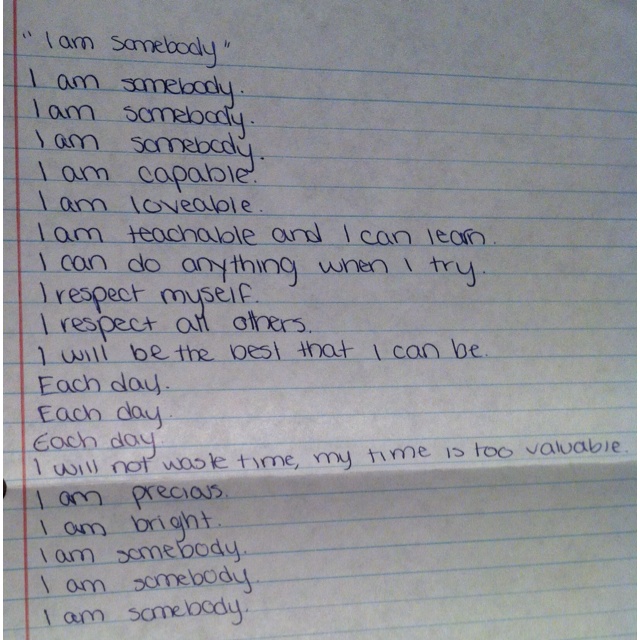 a piece of paper with writing on it that says i am sorry, i am somebody