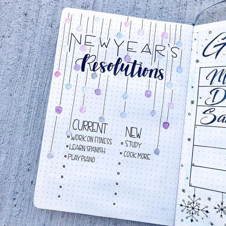 the new year's resolution book is open and ready to be filled with notes