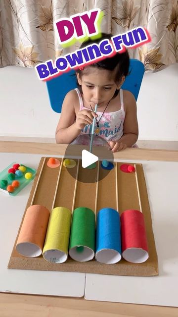 How To Paint Cardboard, Blowing Activities For Kids, Easy Indoor Activities For Kids, Straw Activities For Kids, Colour Activity For Kids, Colours Activity For Preschool, Fun Painting Activities, Nursery Activities 3-5, Simple Activities For Kids