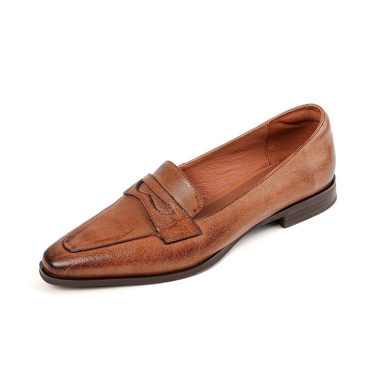 dwarves2306-9 Flats Brown 5 Classic Pointed Toe Calf Leather Slip-ons, Classic Brown Slip-ons For Fall, Timeless Leather Slip-ons For Work, Fitted Brown Loafers With Brogue Detailing, Classic Flats With Leather Footbed And Calf Leather, Classic Slip-ons With Leather Footbed And Pointed Toe, Leather Almond Toe Slip-ons For Business Casual, Brown Pointed Toe Moccasins For Business Casual, Classic Slip-ons With Pointed Toe And Leather Lining