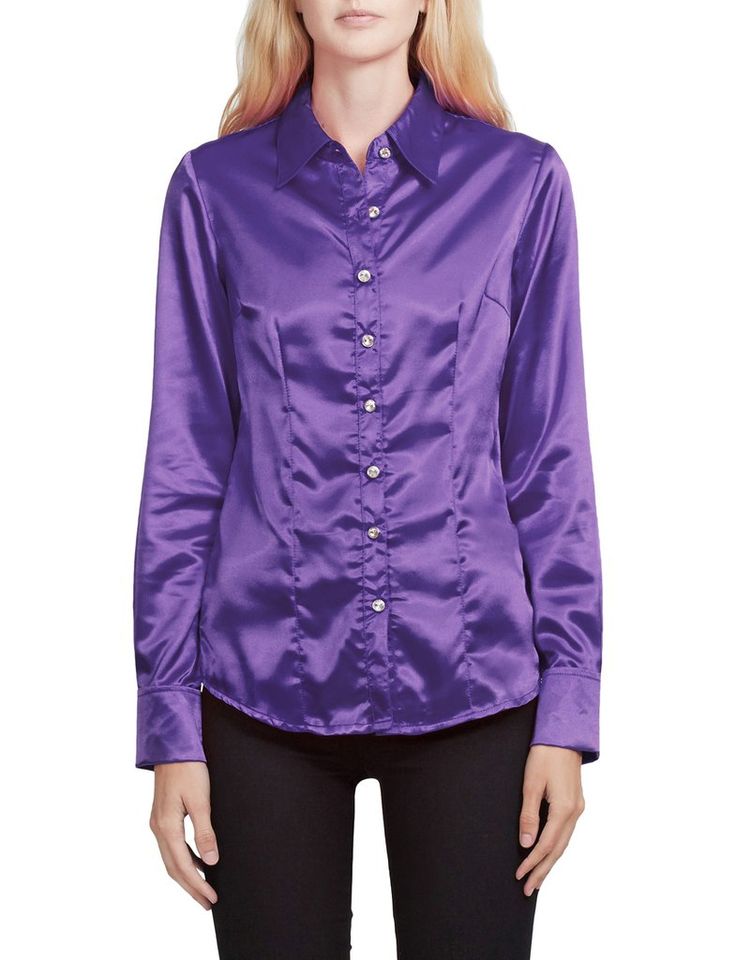 LE3NO Womens Long Sleeve Satin Blouse with Cuffs Fitted Satin Top With Button Closure, Elegant Fitted Purple Blouse, Elegant Long Sleeve Stretch Blouse, Purple Long Sleeve Evening Blouse, Formal Long Sleeve Blouse With Satin Finish, Classic Fitted Satin Blouse, Formal Long Sleeve Top With Satin Finish, Long Sleeve Satin Finish Top For Formal Occasions, Long Sleeve Tops With Satin Finish For Formal Occasions