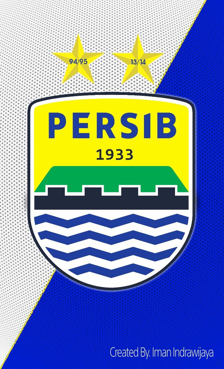 the logo for persib is shown on a blue and white background with three stars