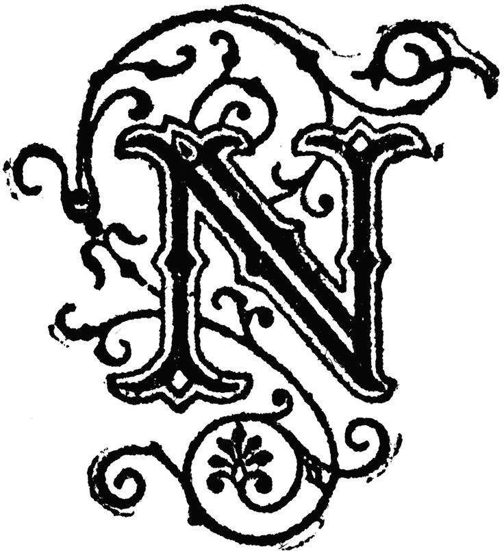 the letter n in an old fashioned style