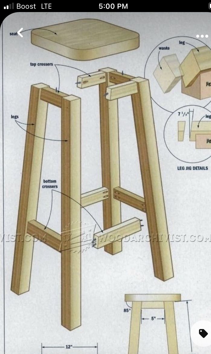 the plans for a stool and table are shown in this image, with instructions on how to