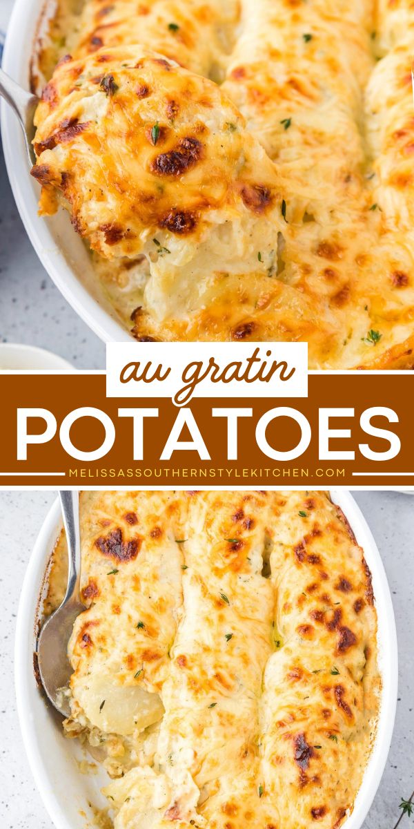 These decadent Au Gratin Potatoes are the ultimate 4th of July food! This side dish recipe starts with thinly sliced potatoes smothered with a rich homemade cream sauce and Gruyere cheese. Add this to your easy summer BBQ side dishes! Au Gratin Potatoes Easy, Recipe For A Crowd, Au Gratin Potatoes, Au Gratin Potato Recipes, Gratin Potatoes, Au Gratin Recipes, Potatoes Au Gratin, Classic Recipes, Potato Sides