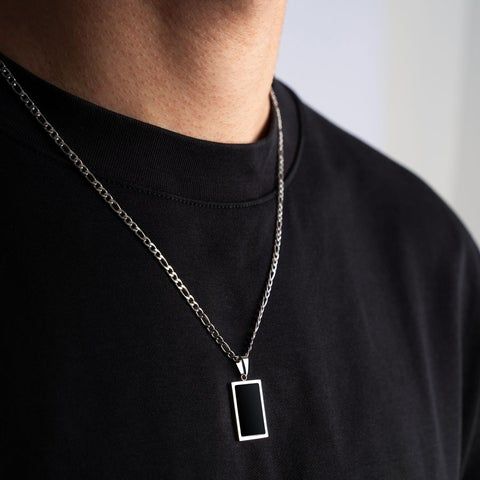 Teaching Men's Fashion – RoseGold & Black Black Jewelry With Rectangular Box Chain Links, Black Metal Pendant Chain Necklace, Black Pendant Necklace With Chain, Modern Necklace With Rectangular Pendant And Box Chain, Stainless Steel Necklace With Rectangular Pendant And Box Chain, Modern Black Jewelry With Black Enamel, Black Necklace With Adjustable Chain And Rectangular Pendant, Modern Stainless Steel Jewelry With Rectangular Pendant, Rectangular Jewelry With Adjustable Chain For Party