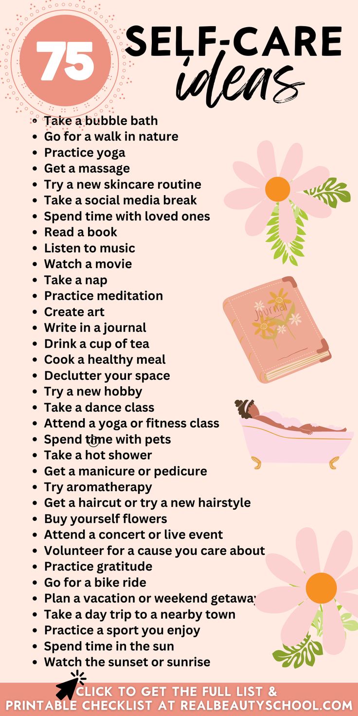 75 Self-care Ideas Because you Deserve it! | Printable Planner by  Gregory Vega Practicing Self Love, Self Care Ideas, Getting A Massage, Self Care Bullet Journal, Vie Motivation, Care Quotes, Self Care Activities, You Deserve It, Self Care Routine