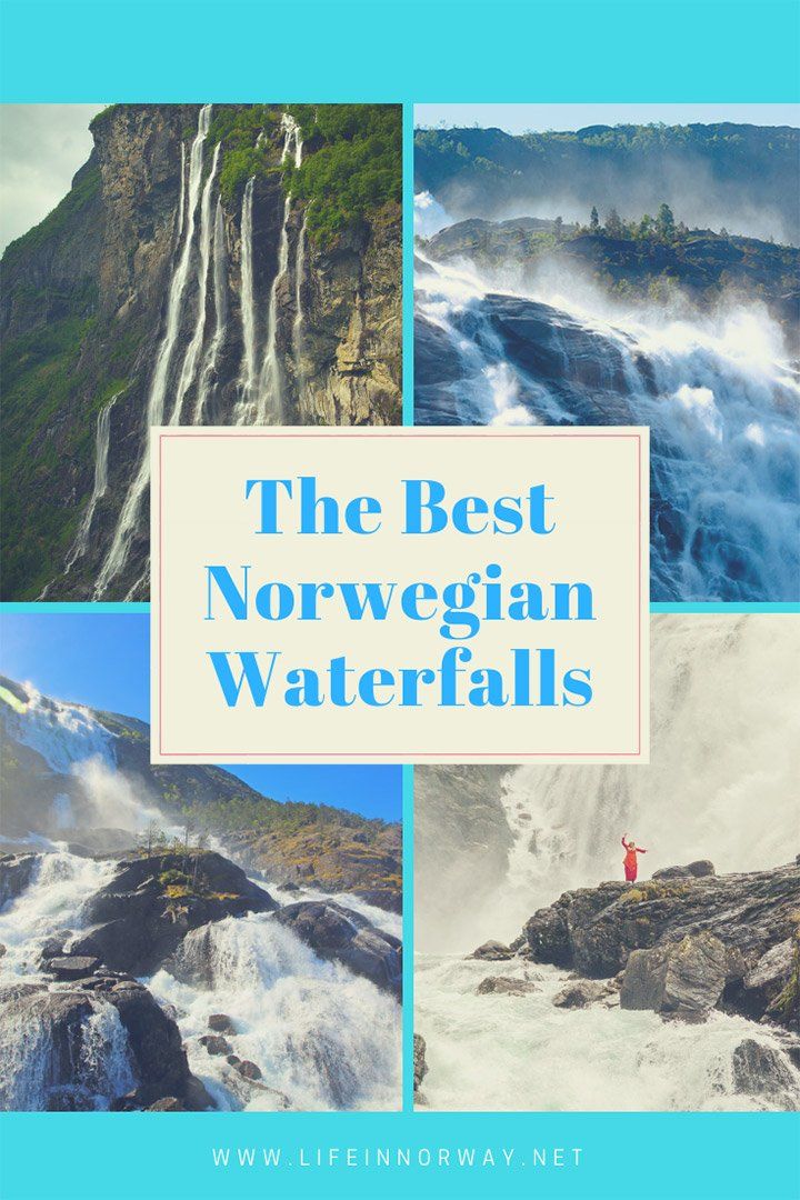 the best norwegian waterfalls with text overlay that reads,'the best norwegian waterfalls '