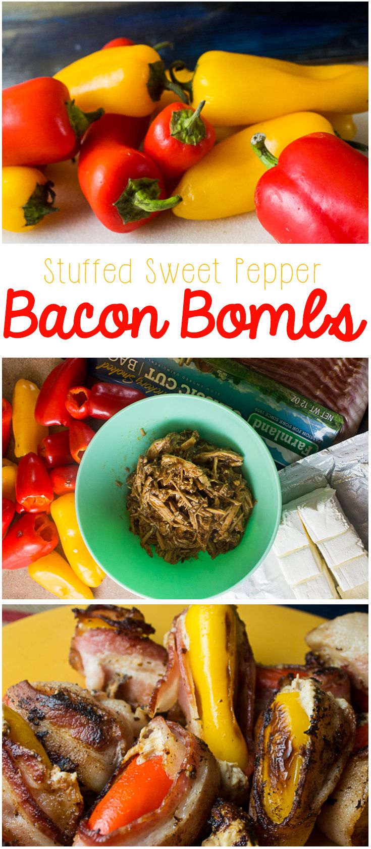 stuffed sweet pepper bacon bones with peppers on the side