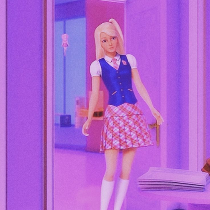 a barbie doll standing in front of a mirror