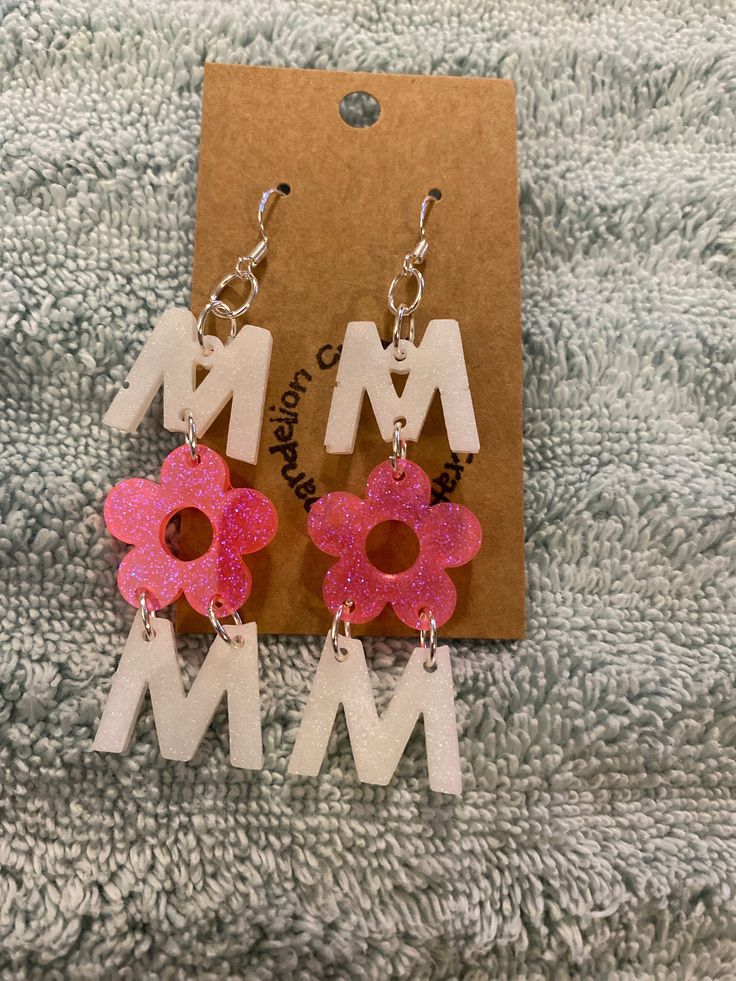 mom  earrings Laser Cut Jewelry Acrylic, Mom Earrings, Buffalo Plaid Christmas Tree, Earrings Ideas, Laser Cut Jewelry, Backpack Charm, Bubblegum Beads, Sterling Silver Drop Earrings, Beaded Keychains