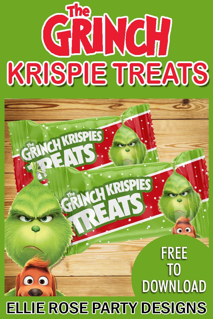 the grinch krispie treats are on display for free to print and also available