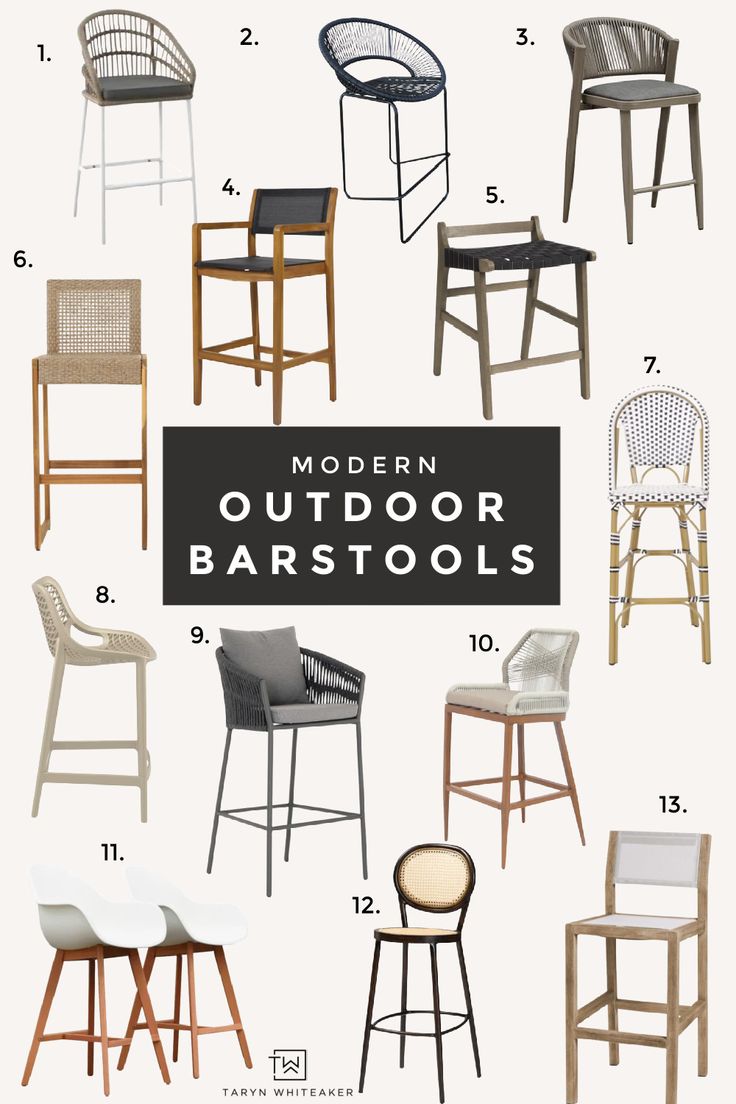 modern outdoor barstools with different styles and colors