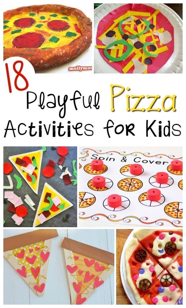 Are you looking for a fun pizza inspired craft or activity for kids?  Check out this list of 18 Playful Pizza Activities for Kids that are perfect for children of all ages!  These activities help kids work on many important skills such as eye-hand coordination, fine motor tasks, addition and subtraction, and using their imagination, just to name a few. Pizza Activities, Art Stations, Pizza Craft, Pizza Parlor, Kids Pizza, Pizza Games, Kids Work, Food Activities, Pizza Day