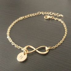 Wish - Shopping Made Fun Gold Infinity Bracelet, Coin Charm Bracelet, Bracelet Initial, Gold And Silver Bracelets, Letter Monogram, Bracelet Friendship, Letter Bracelet, Monogram Jewelry, Gold Monogram