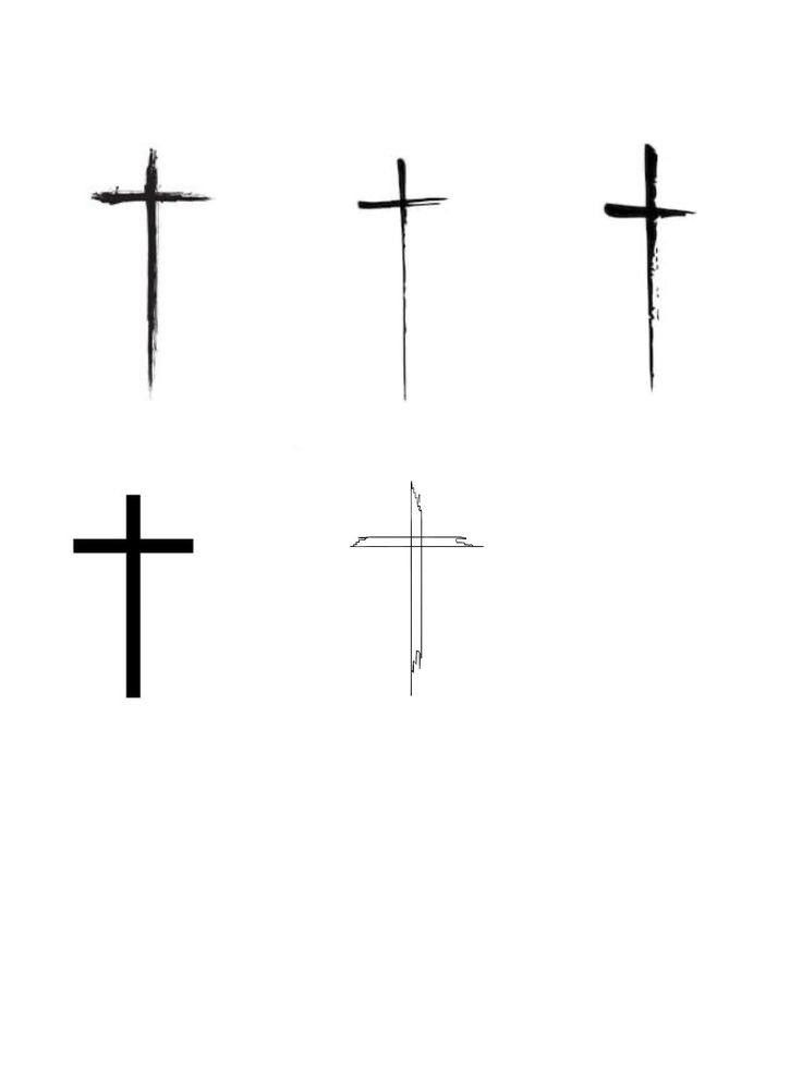 four crosses drawn in black ink on a white background