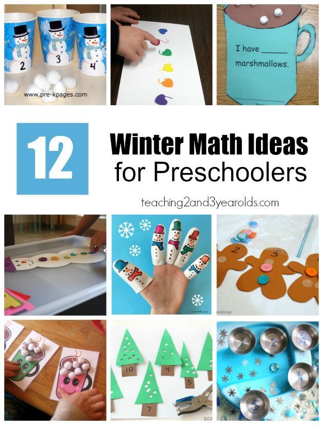 twelve winter math ideas for preschoolers to use in their homeschool activities and crafts