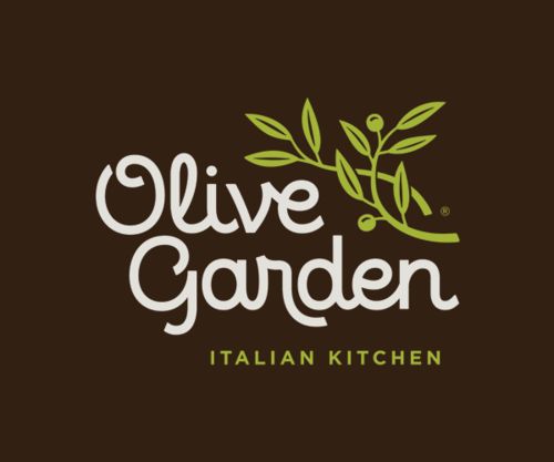 the logo for an italian kitchen with olives and leaves in purple on black background