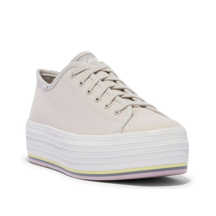 Keds-Triple Up Platform Sneaker - Women's Get that cool, chunky style by wearing the Keds Triple Up platform sneaker. Crafted with durable canvas upper, this lace-up sneaker displays a thick midsole that looks bold yet stylish wherever you go. Gray Platform Lace-up Sneakers, Casual Gray Platform Sneakers, Urban Spring Sneakers With Speckled Midsole, Trendy Cotton Sneakers With White Sole, Trendy Low-top Cotton Platform Sneakers, Gray Canvas Sneakers With Vulcanized Sole, Sporty Canvas Shoes For Spring Everyday Wear, Sporty Canvas Shoes For Everyday Spring Wear, Sporty Everyday Canvas Shoes For Spring