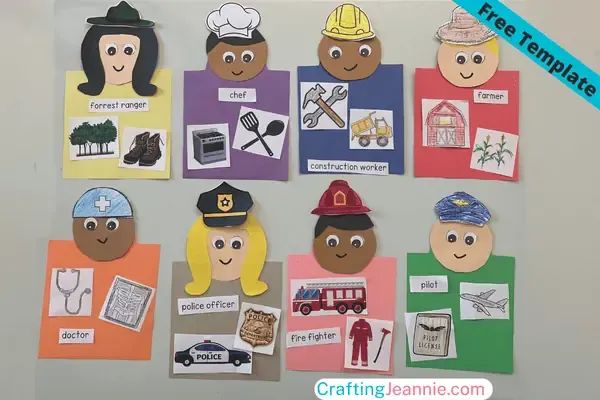 a group of children's paper cutouts with different professions on them and the words free printables