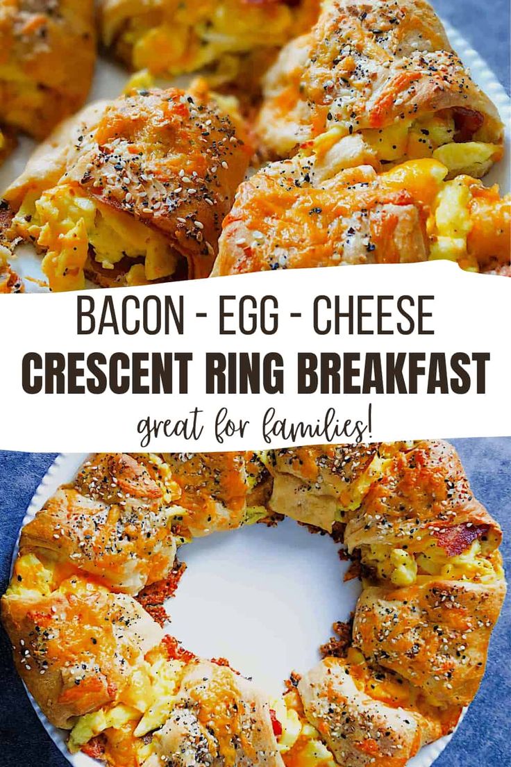 bacon egg cheese crescent ring breakfast on a plate