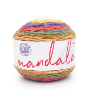 multicolored ball of yarn with the word mardala on it in red and white