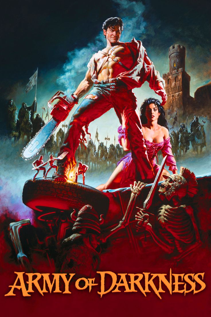 a movie poster with a man and woman holding swords