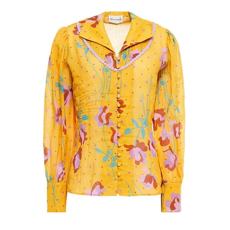 New Without Tags Measurements Approximately Length25" Armpit To Armpit18" Sleeve 24-25" 100% Ramie, Ossie Blouse$343 Yellow Women's Antik Batik Shirt - Yellow - Shirts Plain Weave, Embroidered Detailing, Polka-Dot, Floral Design, Classic Neckline, Long Sleeves, Button Closing, No Pockets. 100% Ramie. Batik Clothing, What To Wear Skiing, Shirts Plain, Gauze Shirt, Antik Batik, Batik Shirt, Gathered Sleeves, Yellow Shirts, Plain Weave