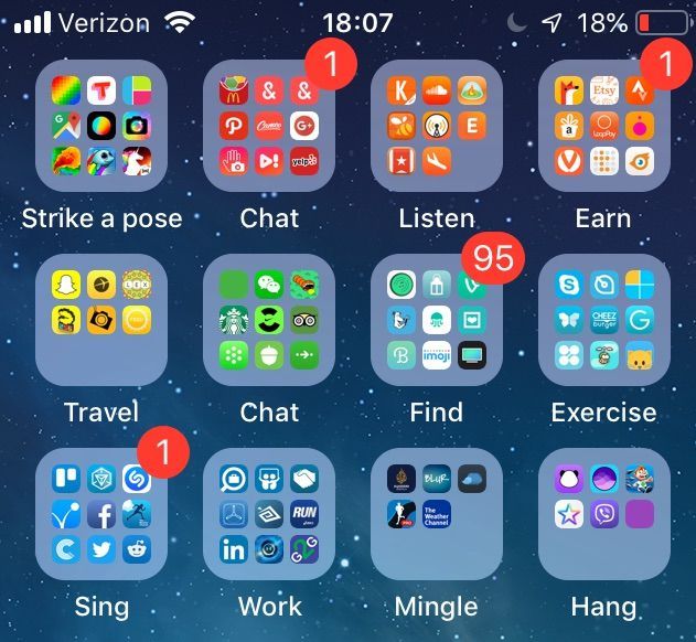 an iphone screen with different icons on it