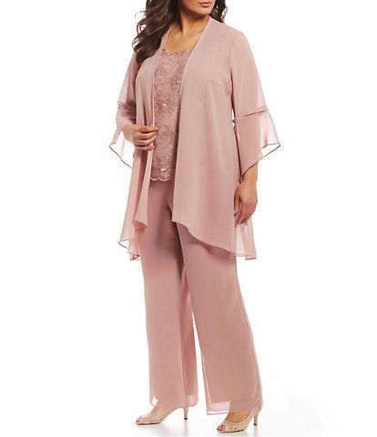 Plus Size Mother of the Bride Dresses & Gowns | Dillard's Mother Of The Bride Pantsuits, Bride Pantsuit, Mother Of The Bride Plus Size, Suit With Jacket, Formal Pant, Formal Wedding Guests, Mother Of Bride Outfits, Two Piece Jumpsuit, Chiffon Evening Dresses