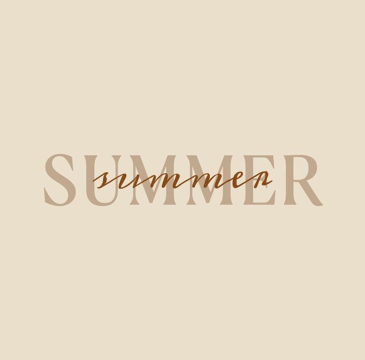 the word summer written in cursive type on a beige background with brown lettering