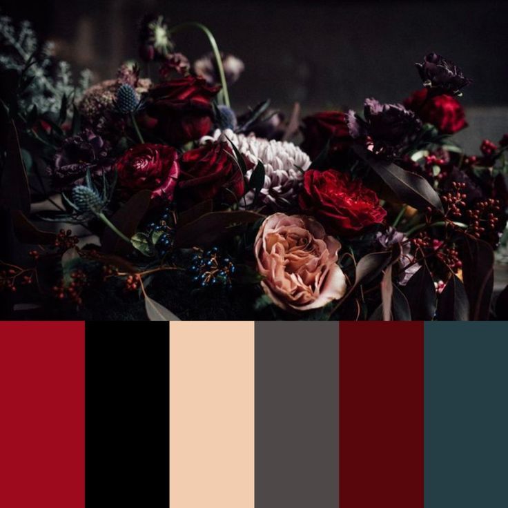 I couldn't find one I loved so I created this one! Romance Color Palette, Event Nails, Dark Romantic Wedding, Dark Wedding Theme, Dark Color Palette, Color Schemes Colour Palettes, Dark Wedding, Natural Disaster, Dark Romantic