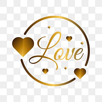 the word love is written in gold letters on a white background with hearts and stars