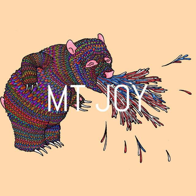 a drawing of a bear with the word m joy written in it's mouth