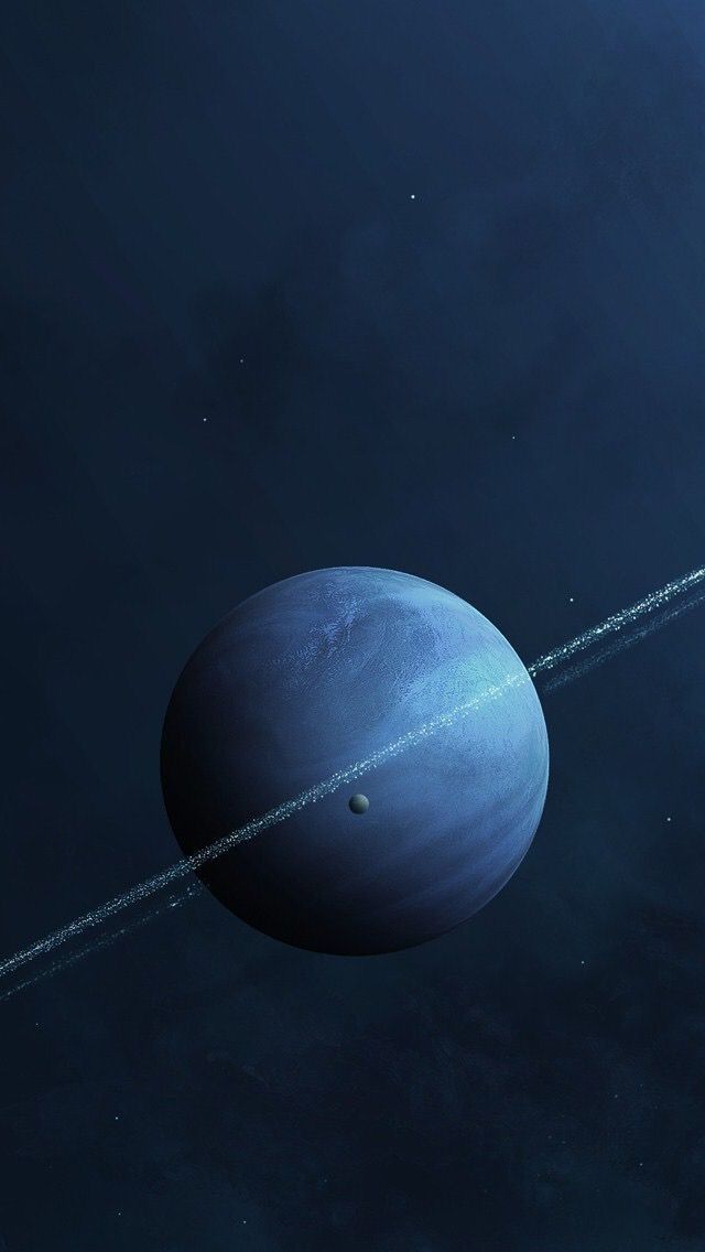 an artist's rendering of the planet saturn with its moon and stars in the background