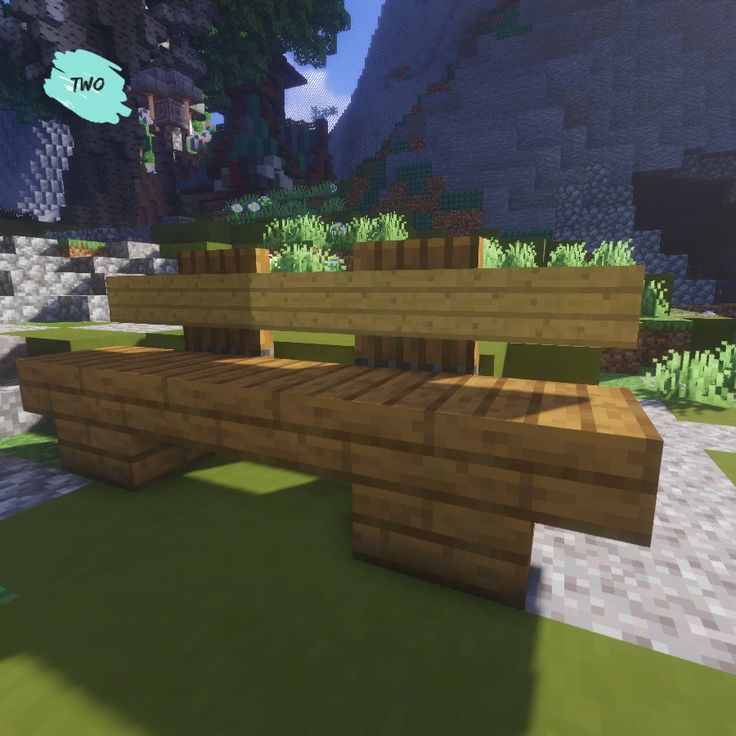 a bench made out of wood in a minecraft environment