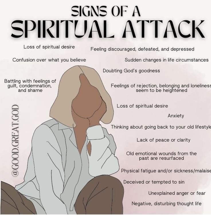 a poster with the words signs of a spiritual attack