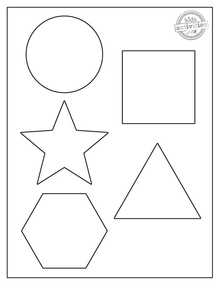 the shape and pattern of shapes to be used for an art project, including star, pentagon