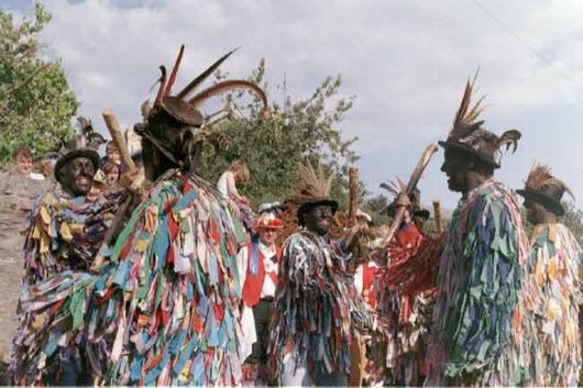 Shropshire Bedlam Morris in Bishops Castle, 1999 Morris Dancers Costumes, Tibetan Skeleton, Welsh Folklore, Samhain Party, History Presentation, British Folklore, Morris Dancers, Pagan Poetry, English Culture