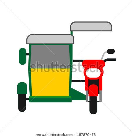 a scooter with a yellow and red sidecar