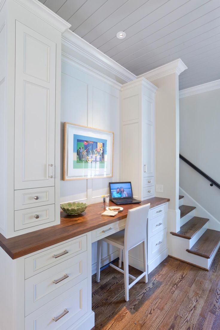 an image of a home office with built in desks and drawers on pinterest