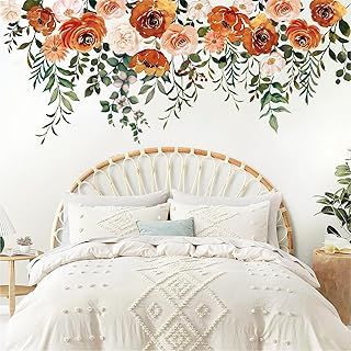 FALL wallpaper Flower Themed Bedroom, Fall Flower Wall, Above Bed Wall Decor Boho, Wildflower Bedroom, Boho Wall Tapestry, Mural Stickers, Above Bed Wall Decor, Bedroom Mural, Wall Decals Living Room