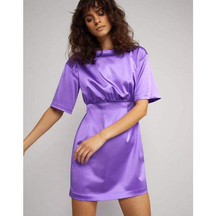 Cynthia Rowley Rush Stretch Satin Mini Dress In Ultra Violet Sz 8 Oversize Short Sleeves Empire Waist With Shirring Mini Length Fitted With Stretch Invisible Back Zip Closure Fabric Content - 48% Acetate, 45% Nylon, 7% Elastane Original Retail $375 Bundle & Save! Always Considering Reasonable Offers :) Spring Short Sleeve Satin Midi Dress, Spring Satin Midi Dress With Short Sleeves, Short Sleeve Satin Mini Dress For Summer, Summer Satin Mini Dress With Short Sleeves, Spring Satin Mini Dress With Short Sleeves, Feminine Short Sleeve Satin Mini Dress, Feminine Satin Mini Dress With Short Sleeves, Chic Short Sleeve Satin Mini Dress, Satin Mini Dress With Short Sleeves For Night Out