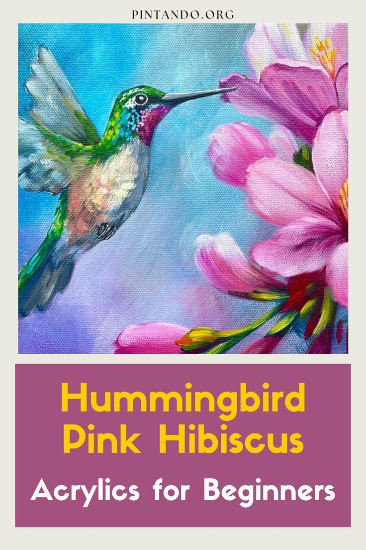 the hummingbird pink hibiscus acrylics for beginners book is shown