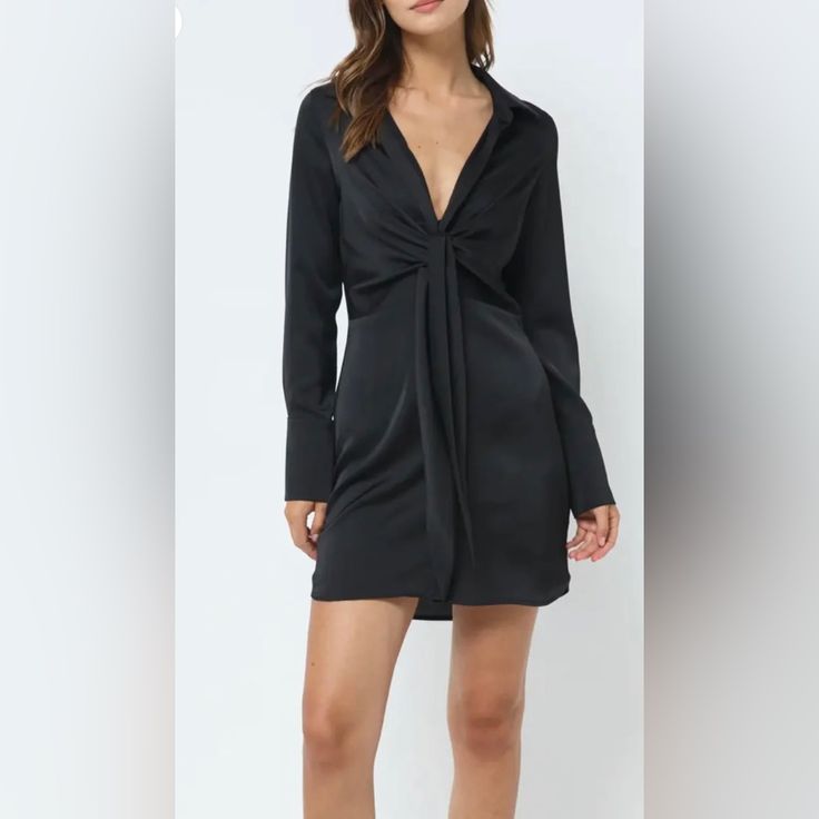 Heiress Beverly Hills Satin Shirt Mini Dress, Long Sleeve Cocktail Dress, Satin Mini Dress, Party Dress, Mini Black Dress Size- S Color- Black Condition- New With Tags Flaws- Small Line On One Of The Sleeves Hardly Noticeable See Pictures Long Sleeve Button Closure Beautiful Ruching Detail 100% Polyester ***Please Note I Do Not Accept Returns Due To Sizing Issues. Look At All Pictures As They Are Part Of The Description, Ask Any Question Before Purchasing*** Elegant V-neck Shirt Dress For Evening, Fitted V-neck Shirt Dress For Party, Fitted Black V-neck Shirt Dress, Black V-neck Shirt Dress For Formal Occasions, Chic Long Sleeve Shirt Dress For Party, Fitted Long Sleeve Shirt Dress For Cocktail, Black V-neck Shirt Dress For Formal Events, Elegant Long Sleeve Party Shirt Dress, Elegant Long Sleeve Shirt Dress For Party