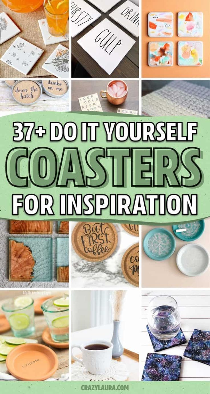 some coasters that have words on them with the title, 37 + do it yourself coaster