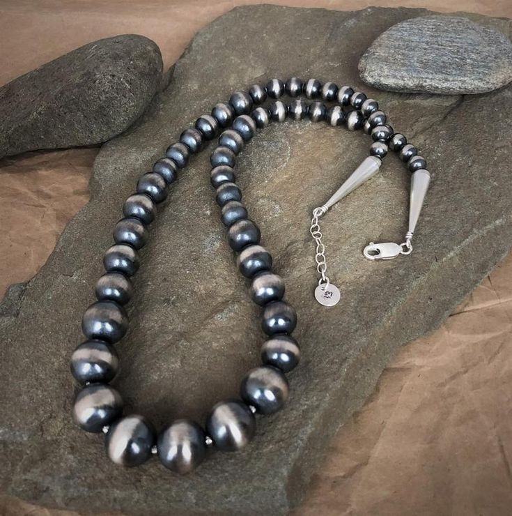 Navajo Pearls Necklace, Navajo Pearls, Layering Necklaces, Pearls Necklace, Love My Husband, Beaded Necklaces, Silver Beads, Layered Necklaces, Sterling Silver Necklaces